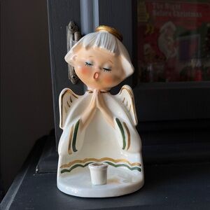 Vintage Inarco Ceramic praying Angel Figurine with Candle Holder